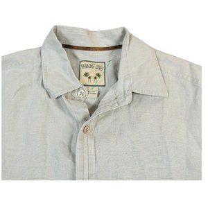 Paradise Coves Men's Linen‎ Shirt Large Natural Tan Short Sleeve Button-up Beach